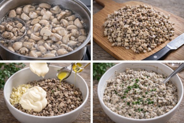 Salata de ciuperci cu maioneza si usturoi - simpla si gustoasa