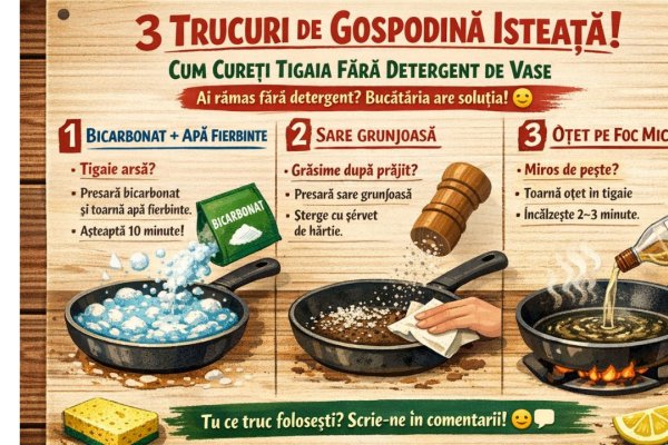 Trei trucuri de gospodină isteață: Cum cureți tigaia daca nu ai detergent de vase in casa